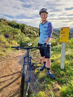 Riding the trails at Summerhill in Papamoa in the Smokin' Trail Jersey